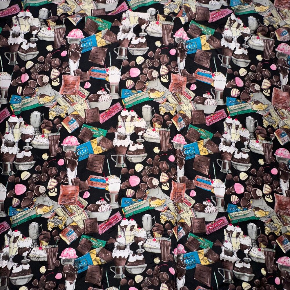 Nicole Miller Ghiradelli Chocolate Silk Scarf Wrap‎ Vintage 1995 Sweet Tooth